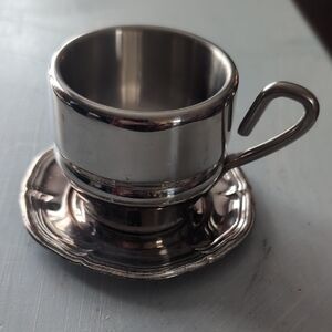 Stainless Espresso Cup & Saucer